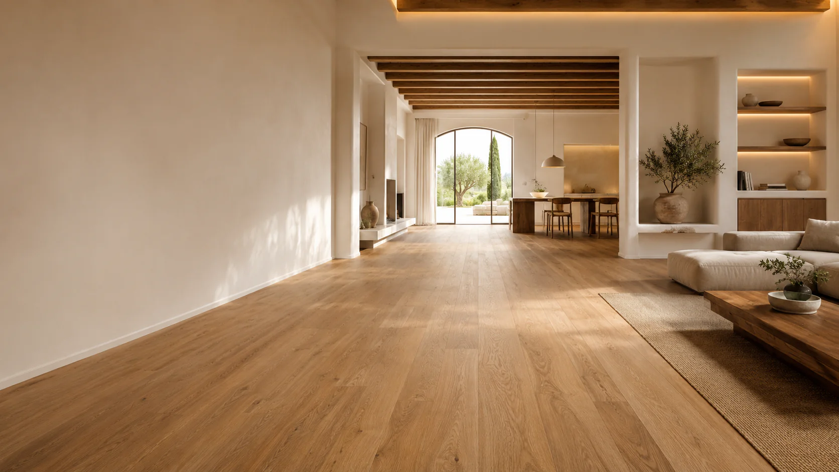 Detalle de pavimento y superficie interior con acabado sereno
