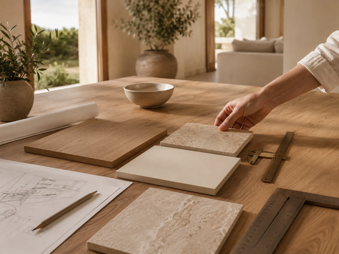 Muestras y criterios de interiorismo para definir proporción, textura y acabado